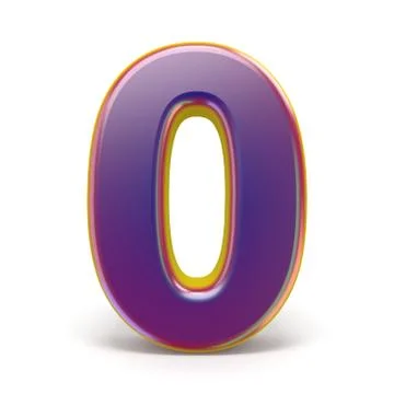 Number ZERO 0 purple font yellow outlined 3D Illustrazione stock