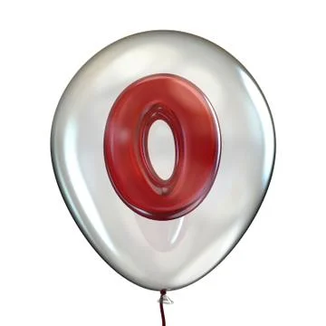 Number ZERO 0 in transparent balloon 3D Illustrazione stock