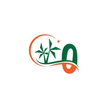 Number zero blends with coconut trees by the beach at night Illustrazione stock