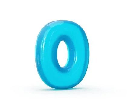 Number zero in a blue jelly style isolated on a white background Illustrazione stock