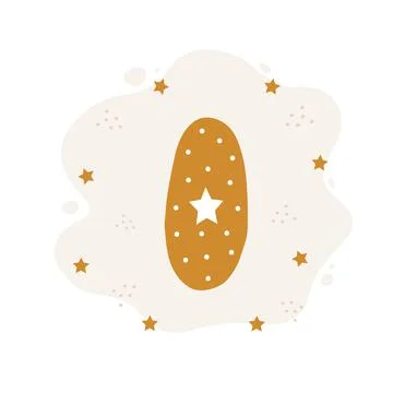 Number zero in boho style. Cute doodle element for birthday card template Illustrazione stock