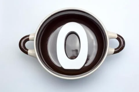 The number zero at the bottom of the tureen. Stock Photos
