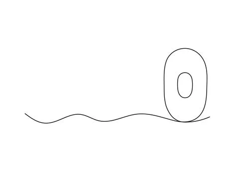 Number zero, continuous one line drawing. Black hand drawn single minimalist Stock Illustration