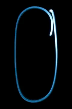 Number zero digit from neon light Stock Photos