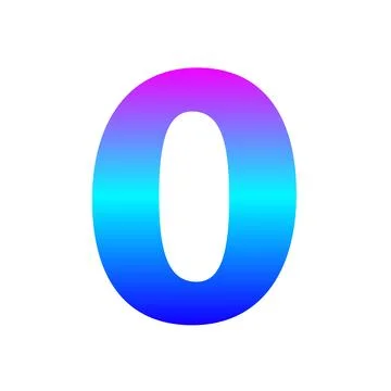 Number zero in gradient red, blue, and purple color Stock Illustration