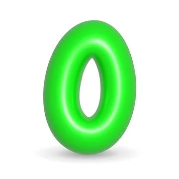 Number Zero Green Balloon 3d illustration. Realistic design element for event Illustrazione stock