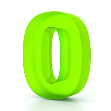 Number zero with green glass material. 3d symbol for graphic design Stock Illustration