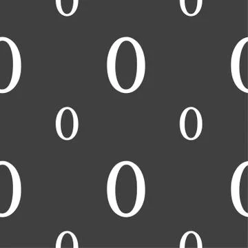 Number zero icon sign. Seamless pattern on a gray background. Illustrazione stock