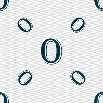 Number zero icon sign. Seamless pattern with geometric texture. Stock Illustration