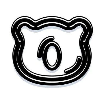 Number zero inside a stylized bear head outline Stock Illustration