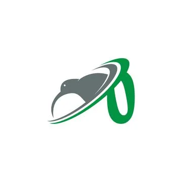 Number Zero with kiwi bird logo icon design vector Stock Illustration