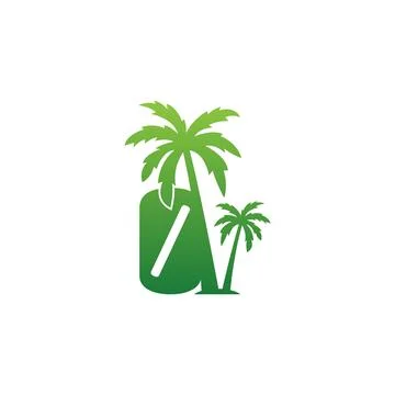 Number Zero logo and  coconut tree icon design vector Stock Illustration