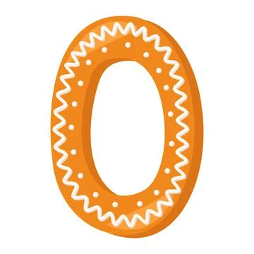 Number zero made from glazed gingerbread. Stock Illustration