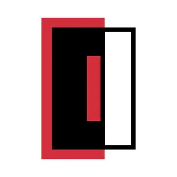 Number Zero or Numeral with Red Rectangle Geometric Shape Vector Illustration Stock Illustration