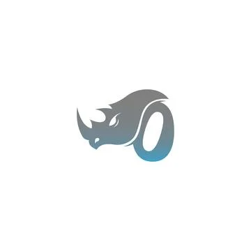 Number zero with rhino head icon logo template 스톡 일러스트