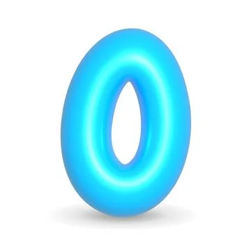 Number Zero Sky Blue Balloon 3d render. Realistic design element for events. Stock Illustration