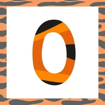 Number zero with tiger pattern Stock Illustration