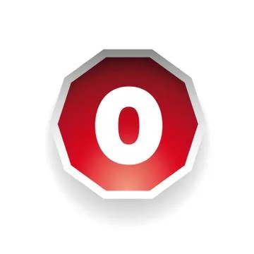 Number zero vector label red Illustrazione stock