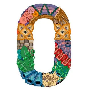Number zero Zentangle. Vector decorative object Ilustración de archivo