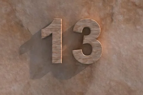Number13carved from marble on marble base Stock Illustration
