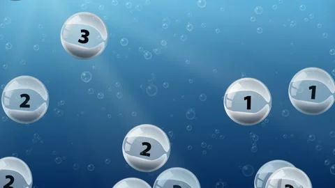 Numbered Air Bubbles Floating Through Deep Blue Underwater Ocean Current Stock Footage 340006179