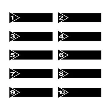 Numbered Black Arrow Labels Set from 1 to 10 Vector Illustration Stock Illustration