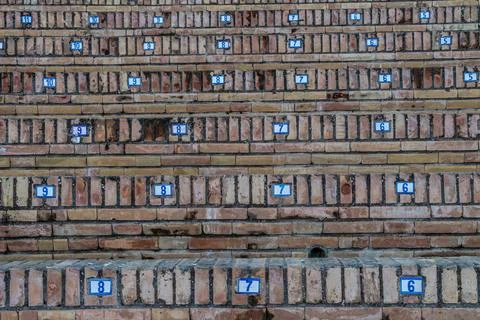 Numbered Brick Seats Stock Photos