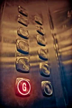 Numbered buttons in an elevator or lift Foto stock
