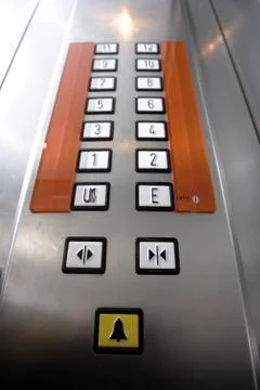 Numbered buttons in an elevator or lift 스톡 사진