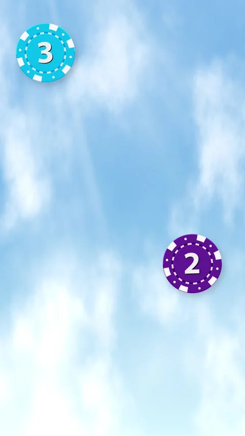 Numbered Casino Chips Falling Through a Bright Cloudy Sky Background Stock Footage 342101675
