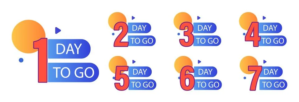 Numbered days displayed as a countdown to an upcoming event Stock Illustration