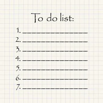 Numbered To do list in mathematical square paper Stock Illustration