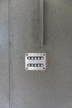 Numbered Door Code Lock Metal Plate Close-Up Foto stock
