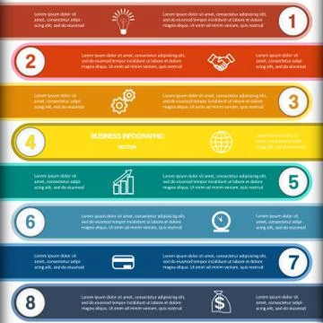 Numbered eight multi-coloured strips Stock Illustration