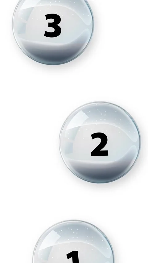 Numbered Glass Spheres Falling Vertically Against a Plain White Background Stock Footage 342119443