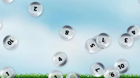 Numbered Glass Spheres Floating Over Green Grass and Blue Sky Stock Footage 339754805