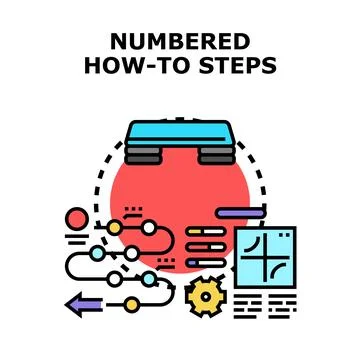 Numbered how to steps process concept Illustrazione stock