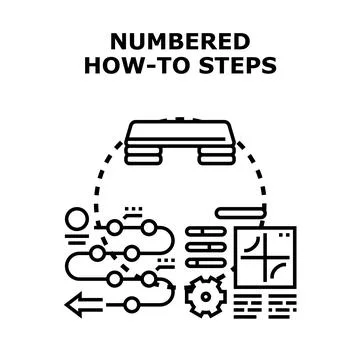 Numbered how to steps process concept Stock Illustration
