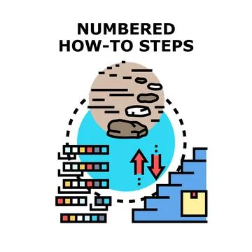 Numbered how to steps process guide concept Stock Illustration