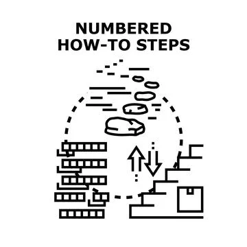Numbered how to steps process guide concept Stock Illustration