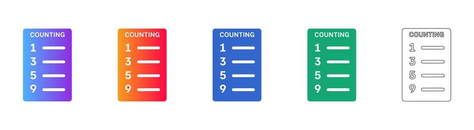 Numbered List and Counting Data Icon Set Stock Illustration