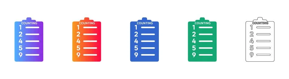 Numbered List and Counting Task Icons Stock Illustration