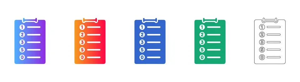 Numbered List Checklist Icon Set Illustrazione stock
