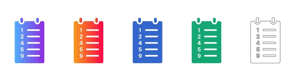 Numbered List Checklist Icons Illustrazione stock
