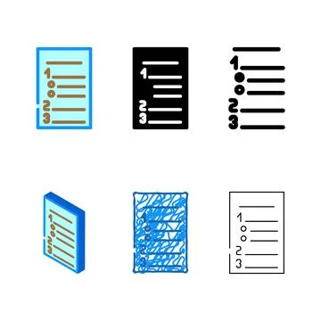 Numbered list color variations icon vector Stock Illustration