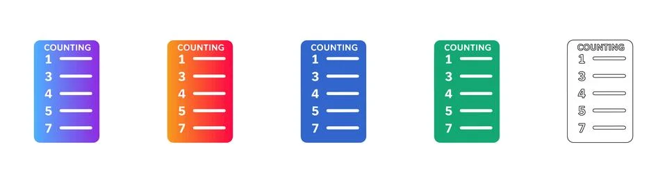 Numbered List Counting Icons Set Stock Illustration