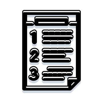 Numbered list document showing priorities or steps Stock Illustration