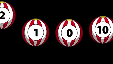 Numbered Red and White Striped Balls Bouncing on Black Background Stock Footage 340005590