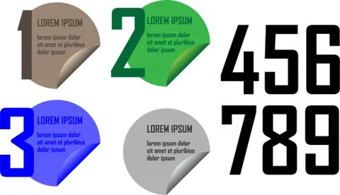 Numbered round stickers Stock Illustration