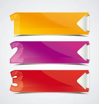 Numbered set of banner design with place for text Stock Illustration